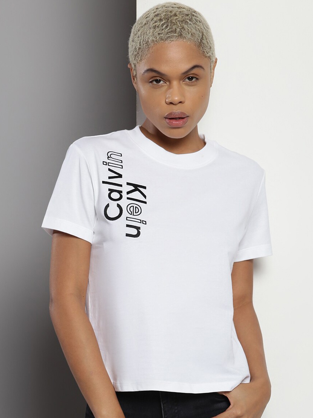 

Calvin Klein Typography Printed Pure Cotton Slim Fit T-shirt, White