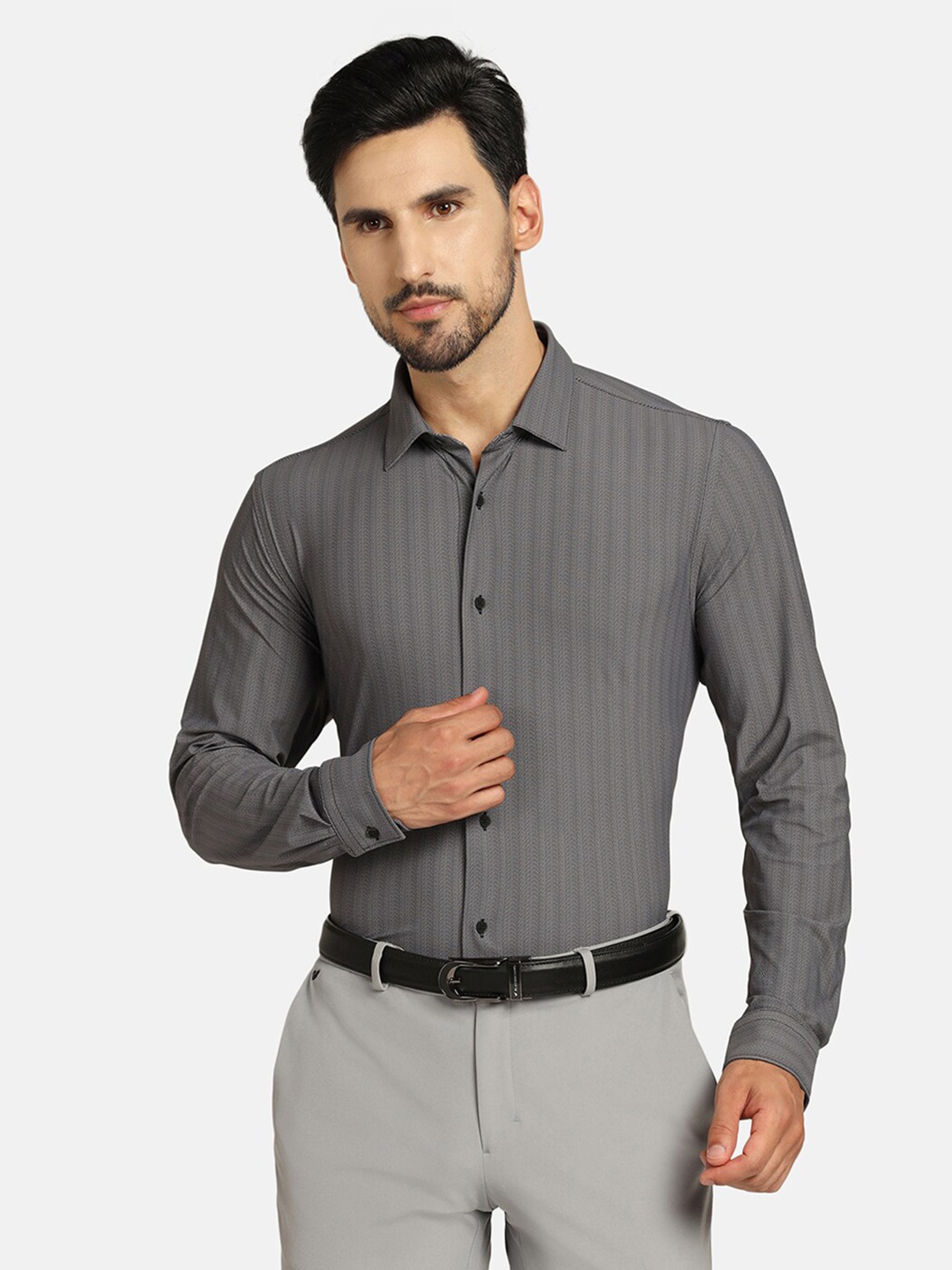 

Blackberrys TechPro Men Black Textured Formal Shirts