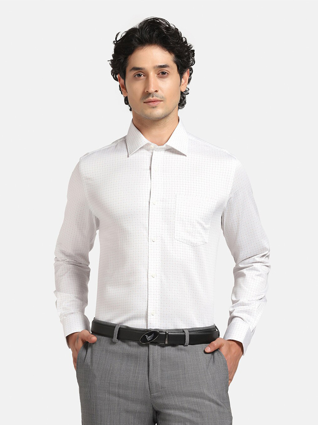 

Blackberrys Men Printed Formal Slim Fit Wrinkle-Resistant Shirt, White