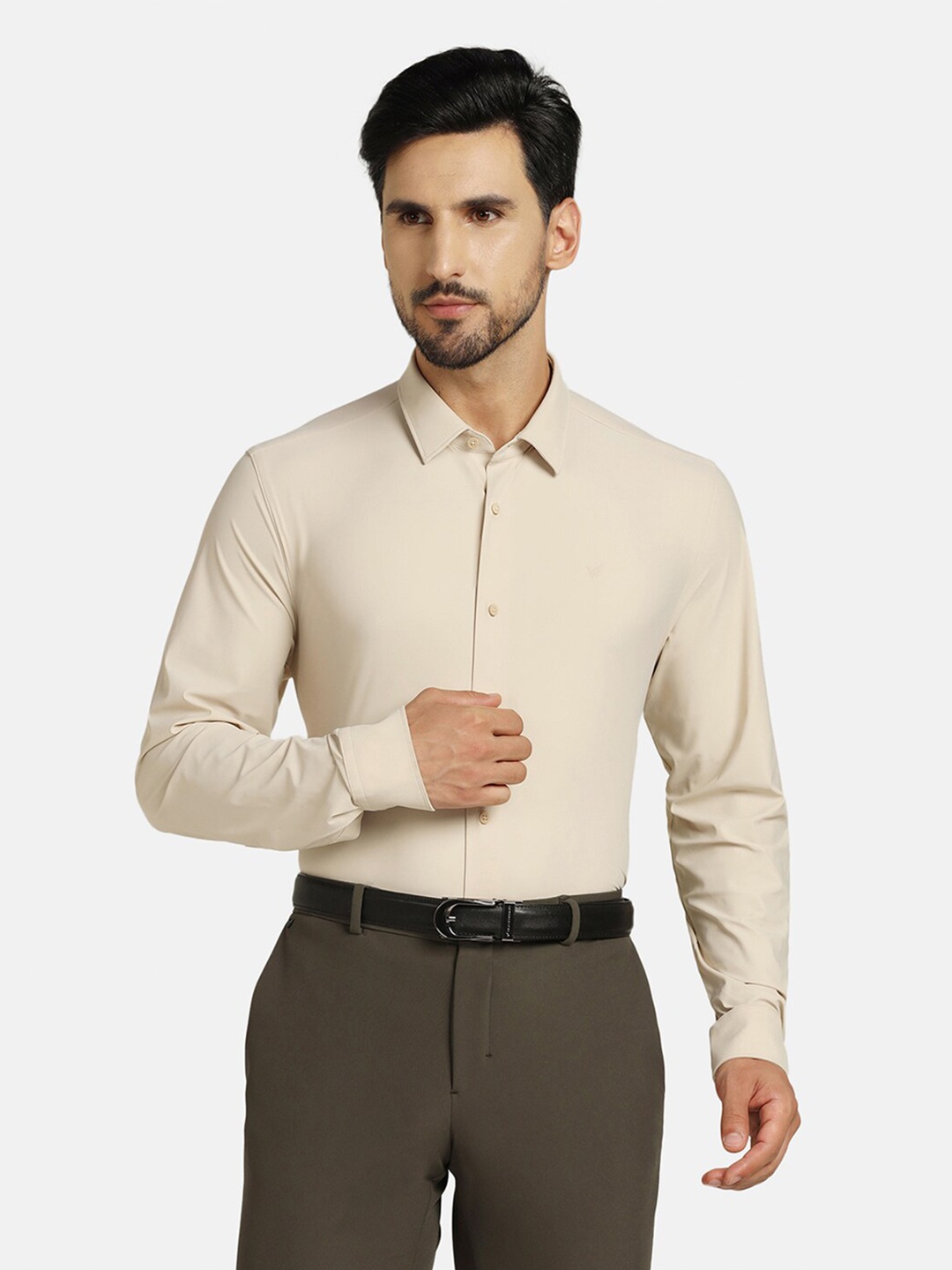 

Blackberrys TechPro Men Beige Solid Formal Shirts