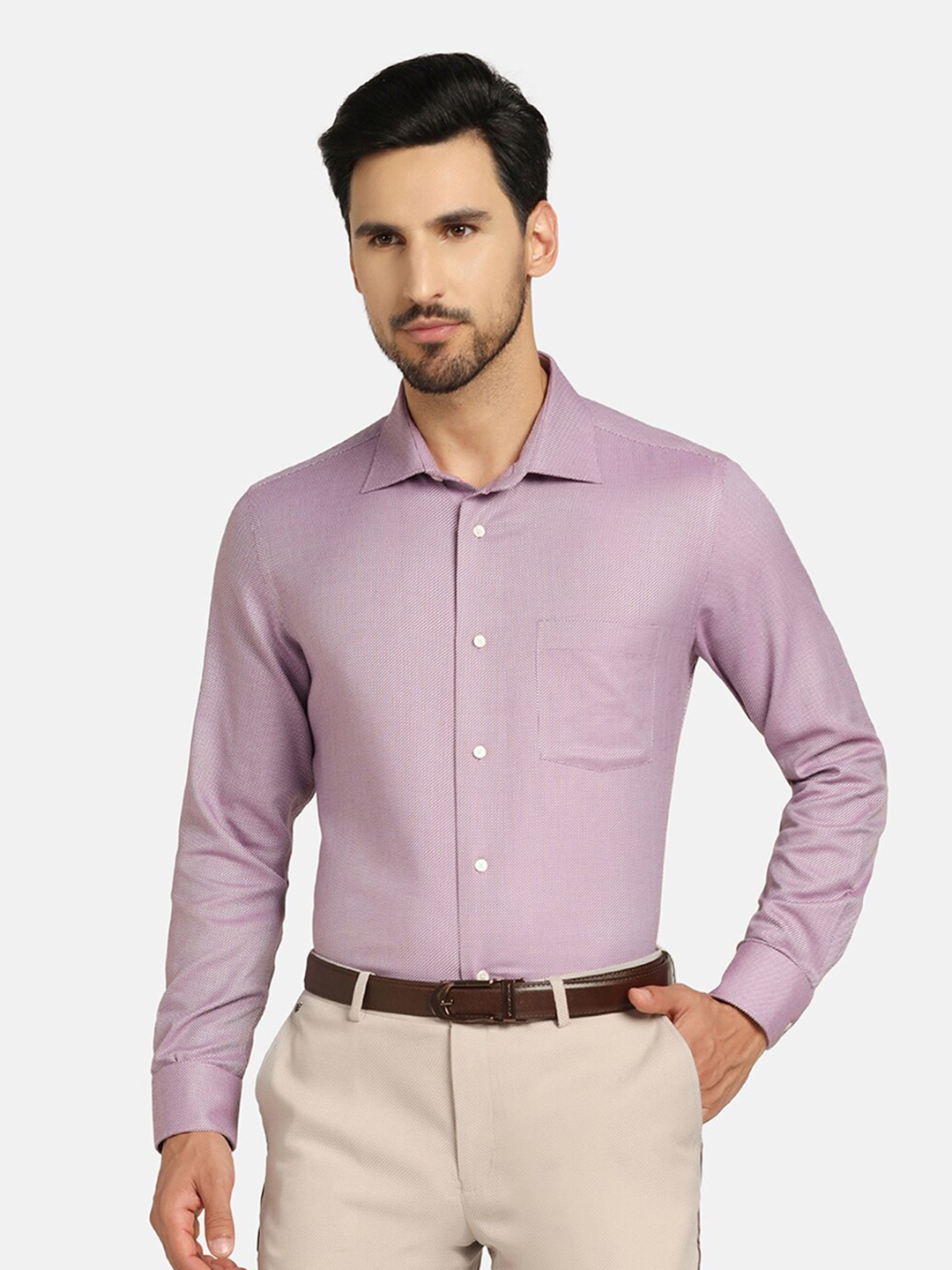 

Blackberrys Slim Fit Textured Cotton Formal Shirt, Purple