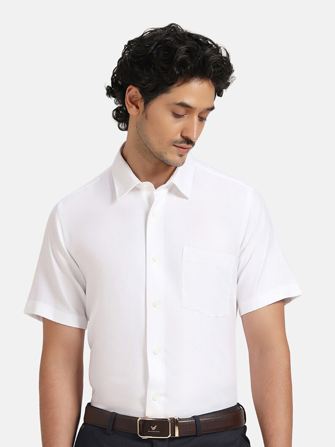 

Blackberrys Slim Fit Spread Collar Cotton Formal Shirt, White