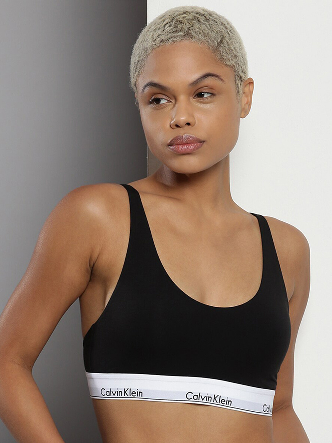 

Calvin Klein Full Coverage Non Padded Bralette Bra With Moisture Wicking, Black
