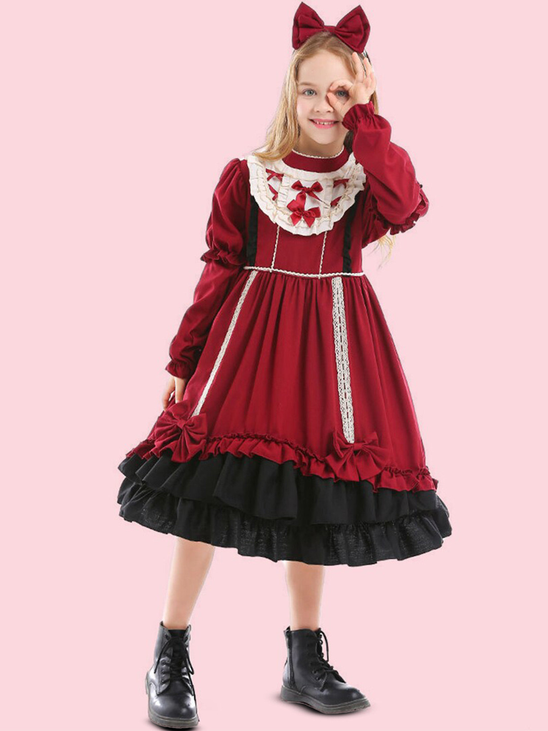 

INCLUD Girls Ruffles Fit & Flare Halloween Dress, Red