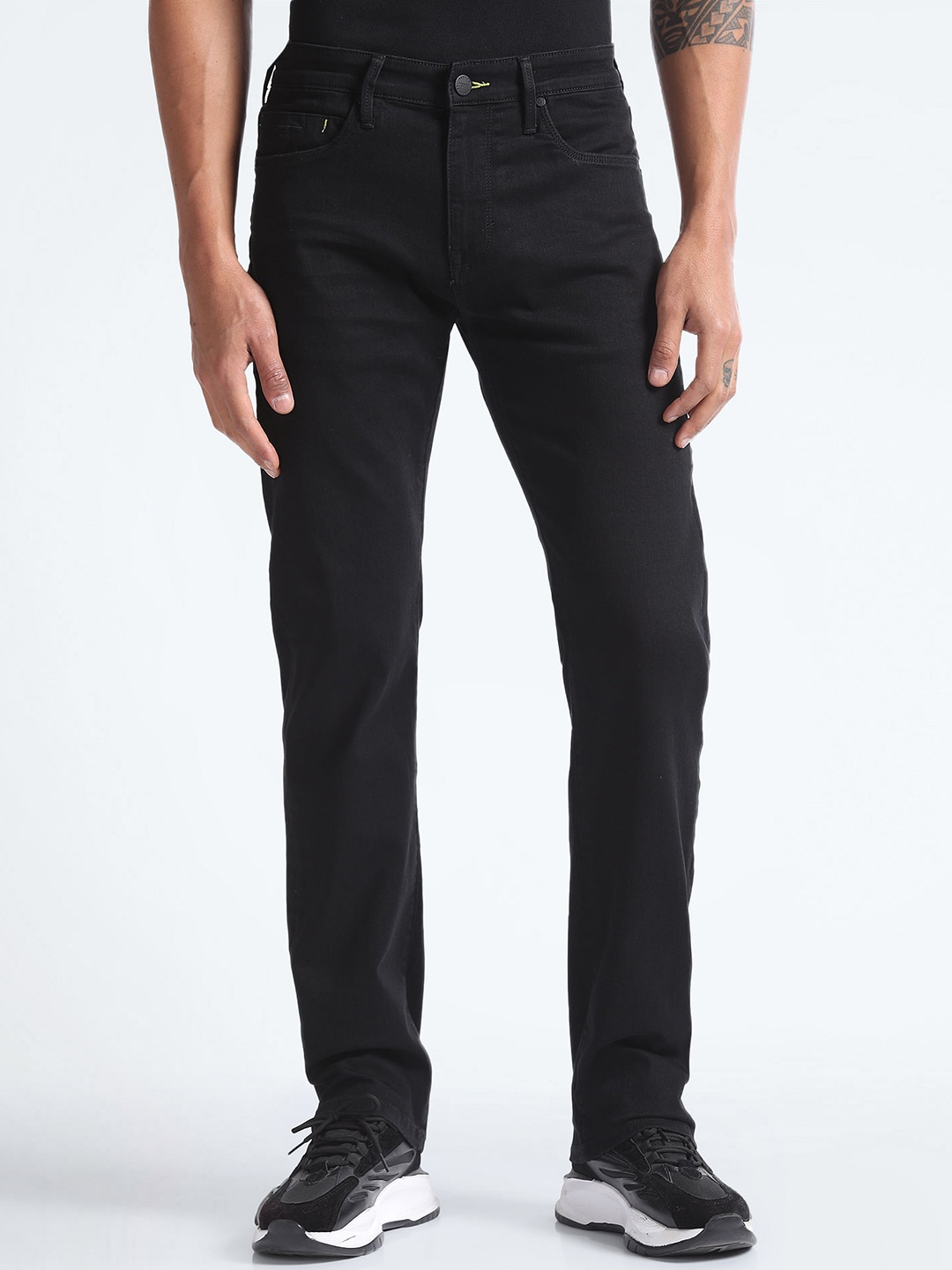 

Flying Machine Men F-Jango Mid-Rise Straight Fit Stretchable Jeans, Black