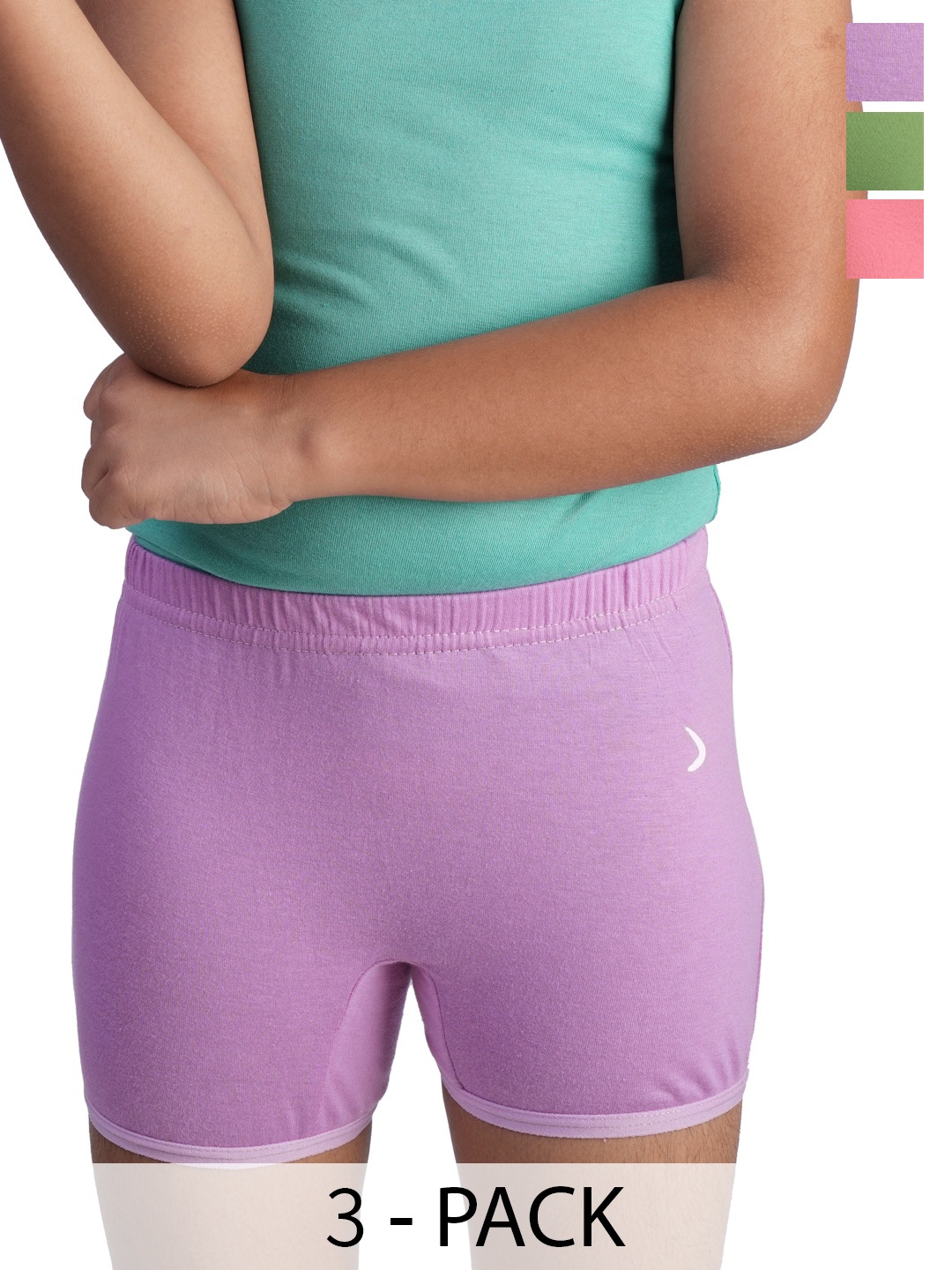 

BAESD Girls Pack Of 3 Cotton Mid-Rise Anti Bacterial Boy Short Briefs, Pink