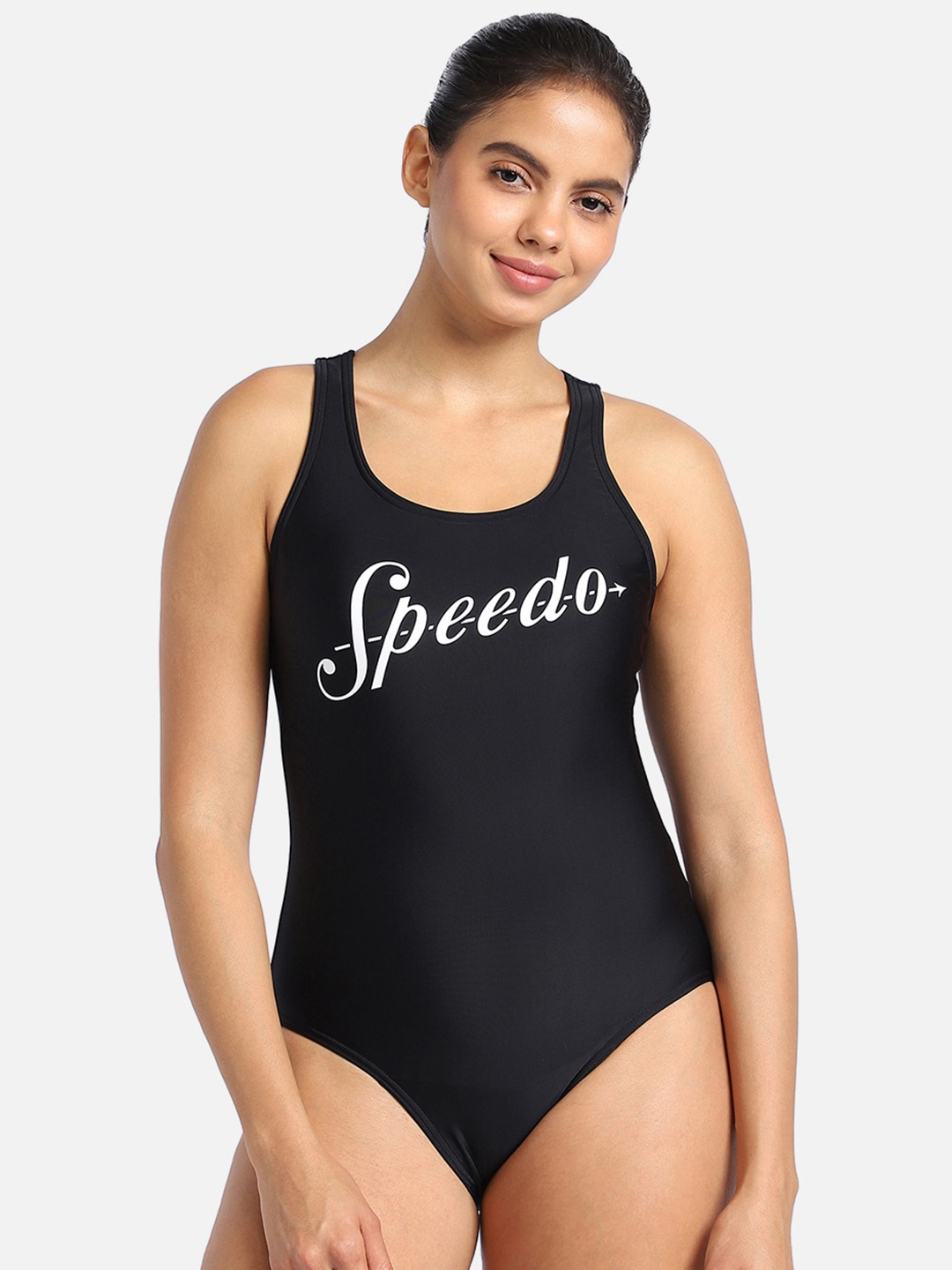 

Speedo Printed Swim Bodysuit, Black