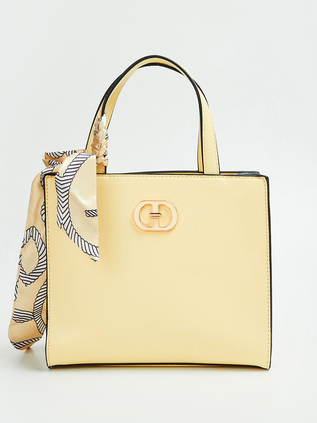 

Ginger by Lifestyle Structured Handheld Bag With Scarf, Yellow
