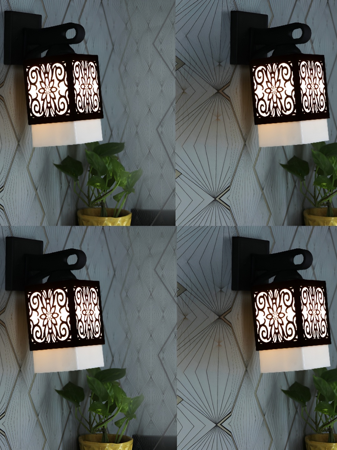 

Afast Black & White 4 Pieces Textured Wooded Wall Lamp