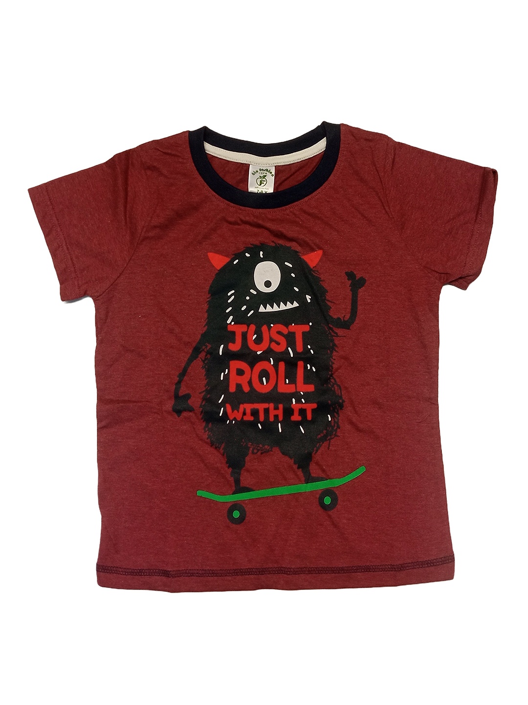 

BAESD Boys Typography Printed Round Neck Cotton T-shirt, Maroon