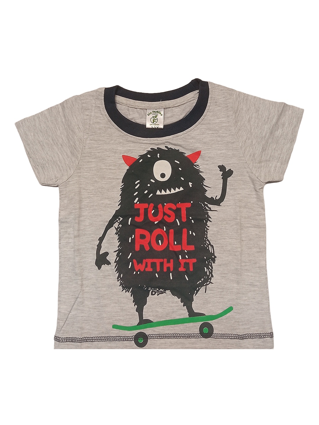 

BAESD Boys Typography Printed Round Neck Cotton T-shirt, Grey