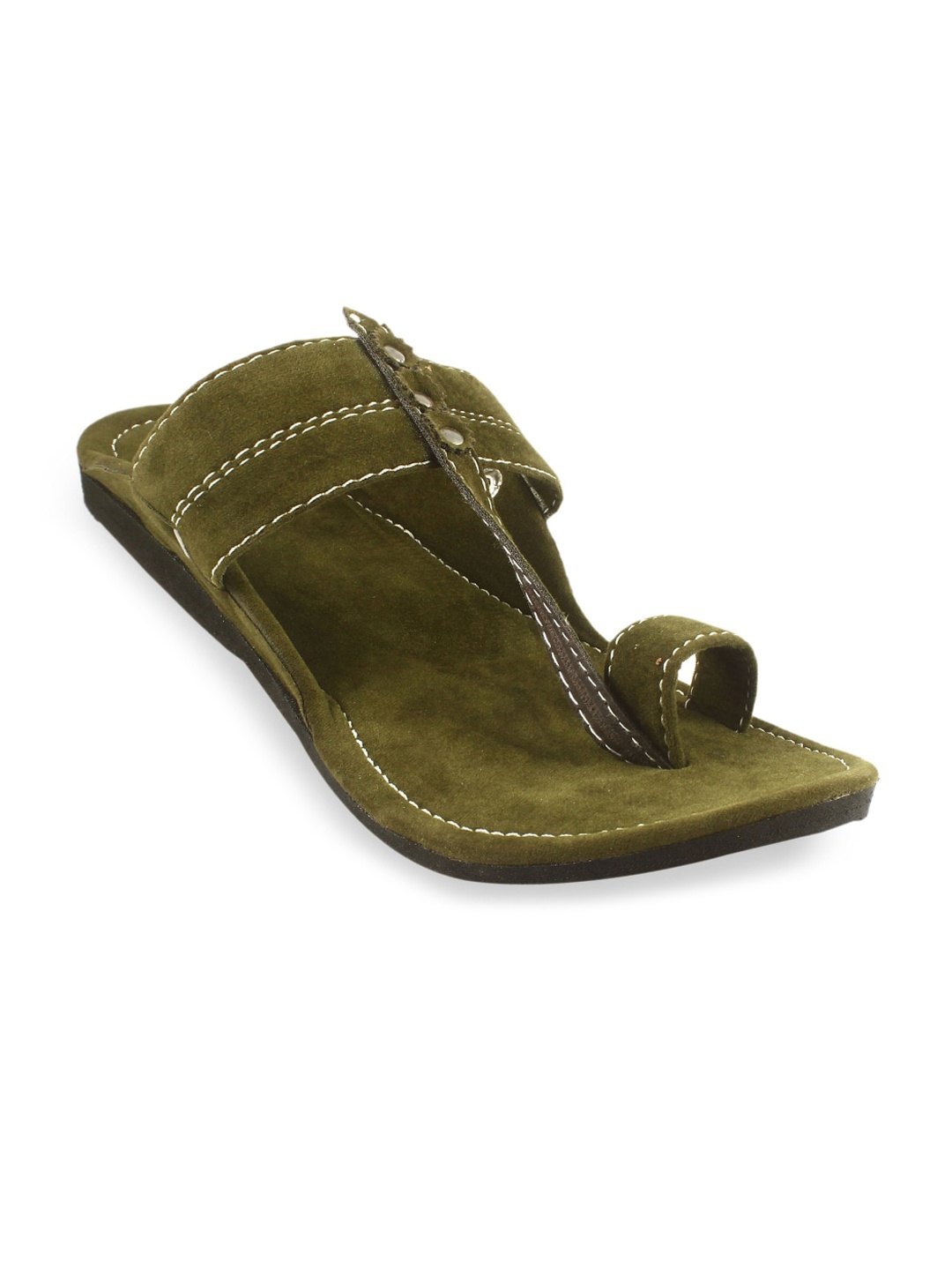 

Apratim Men Velvet Kolhapuri Comfort Sandals, Green