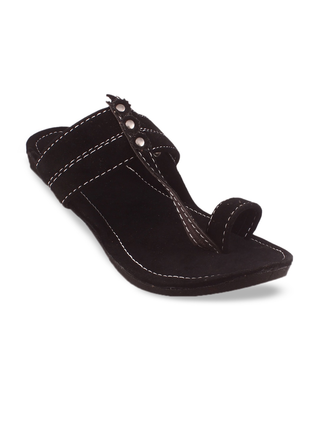 

Apratim Velvet One Toe Comfort Sandal, Black