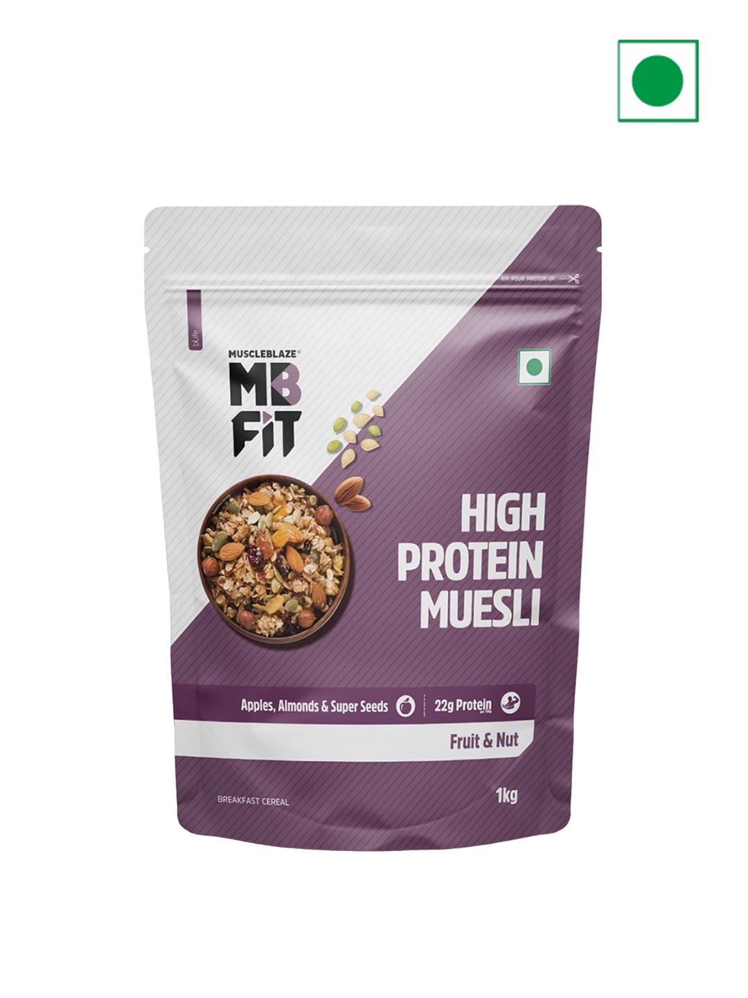 

MuscleBlaze Fruits & Nut High Protein Muesli -1 kg, Purple