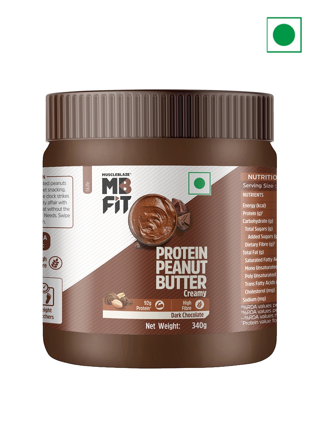 

MuscleBlaze High Protein Peanut Butter -340gm, Brown