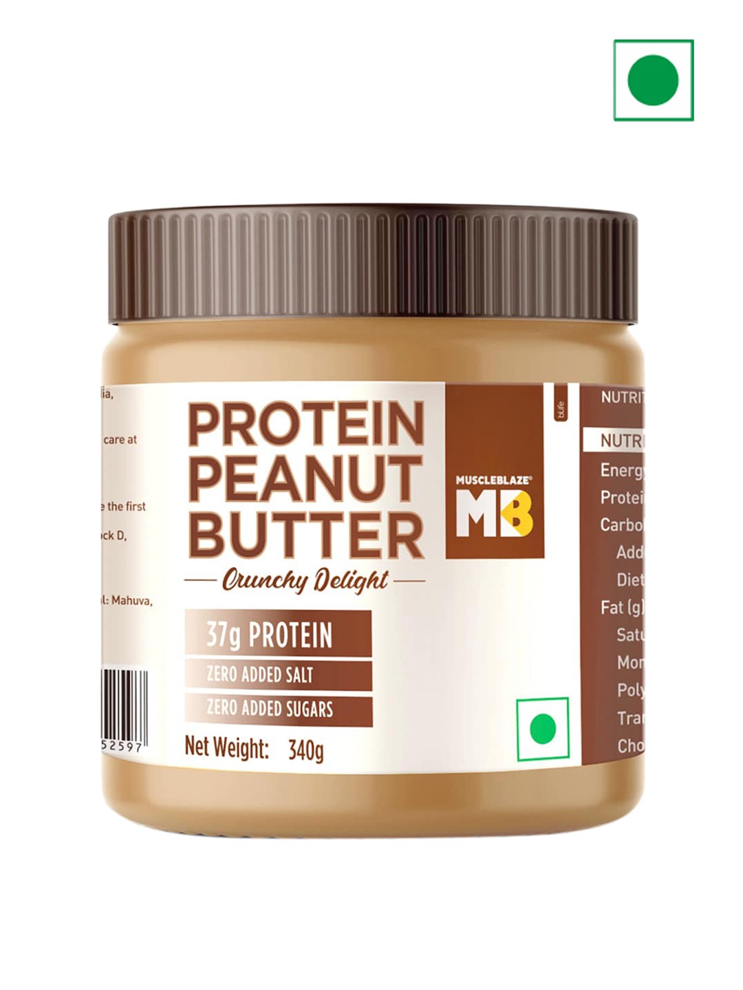 

MuscleBlaze High Protein Natural Peanut Butter -340 Gm, Brown