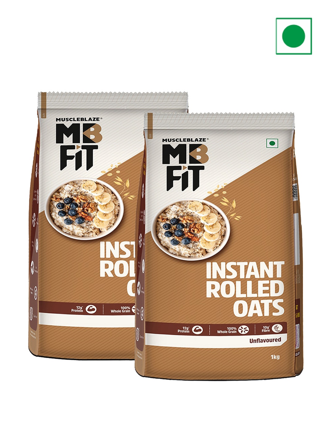 

MuscleBlaze Rolled Oats Fit Instant Oats Unflavoured 1 kg Each, White