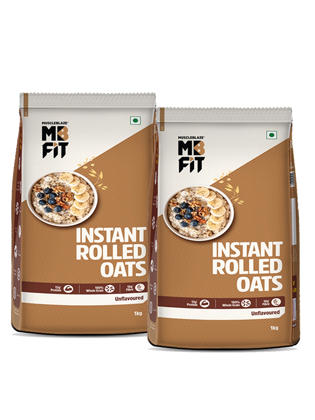 

MuscleBlaze Rolled Oats Fit Instant Oats Unflavoured 1 kg Each, White