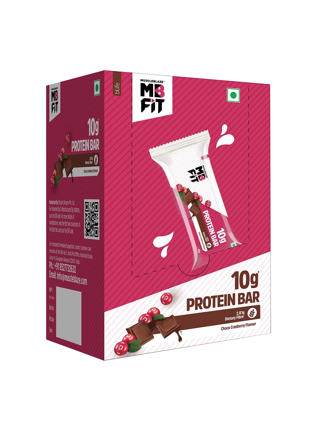 

MuscleBlaze Set Of 6 Choco Cranberry Protein Bar, Brown