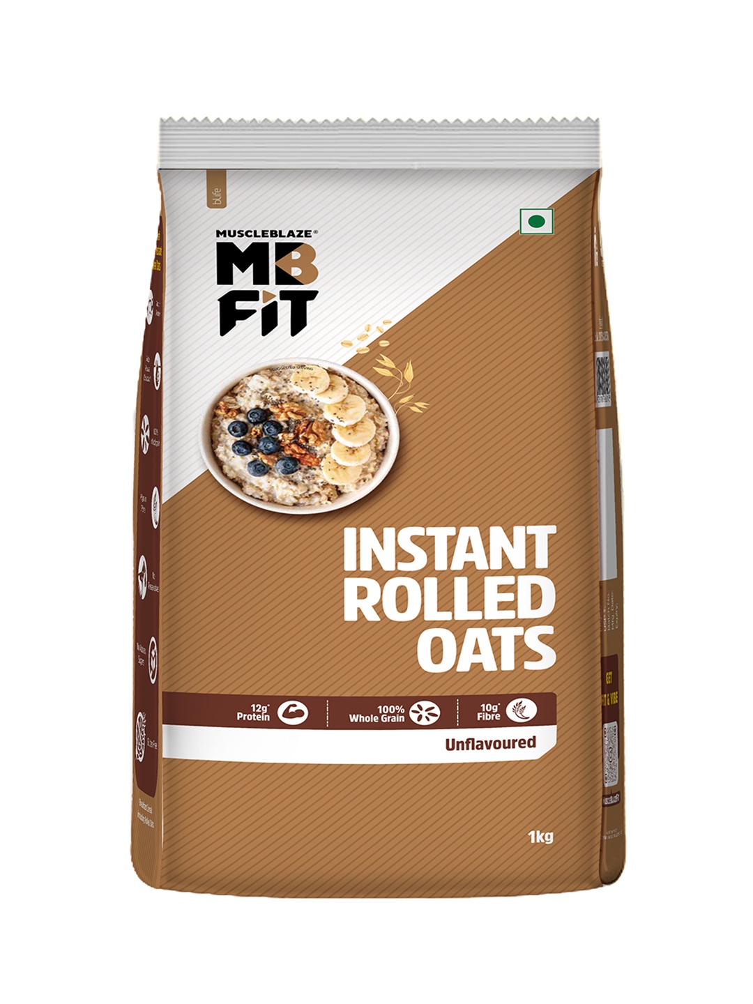 

MuscleBlaze Rolled Oats Fit Instant Unflavoured -1 kg, White