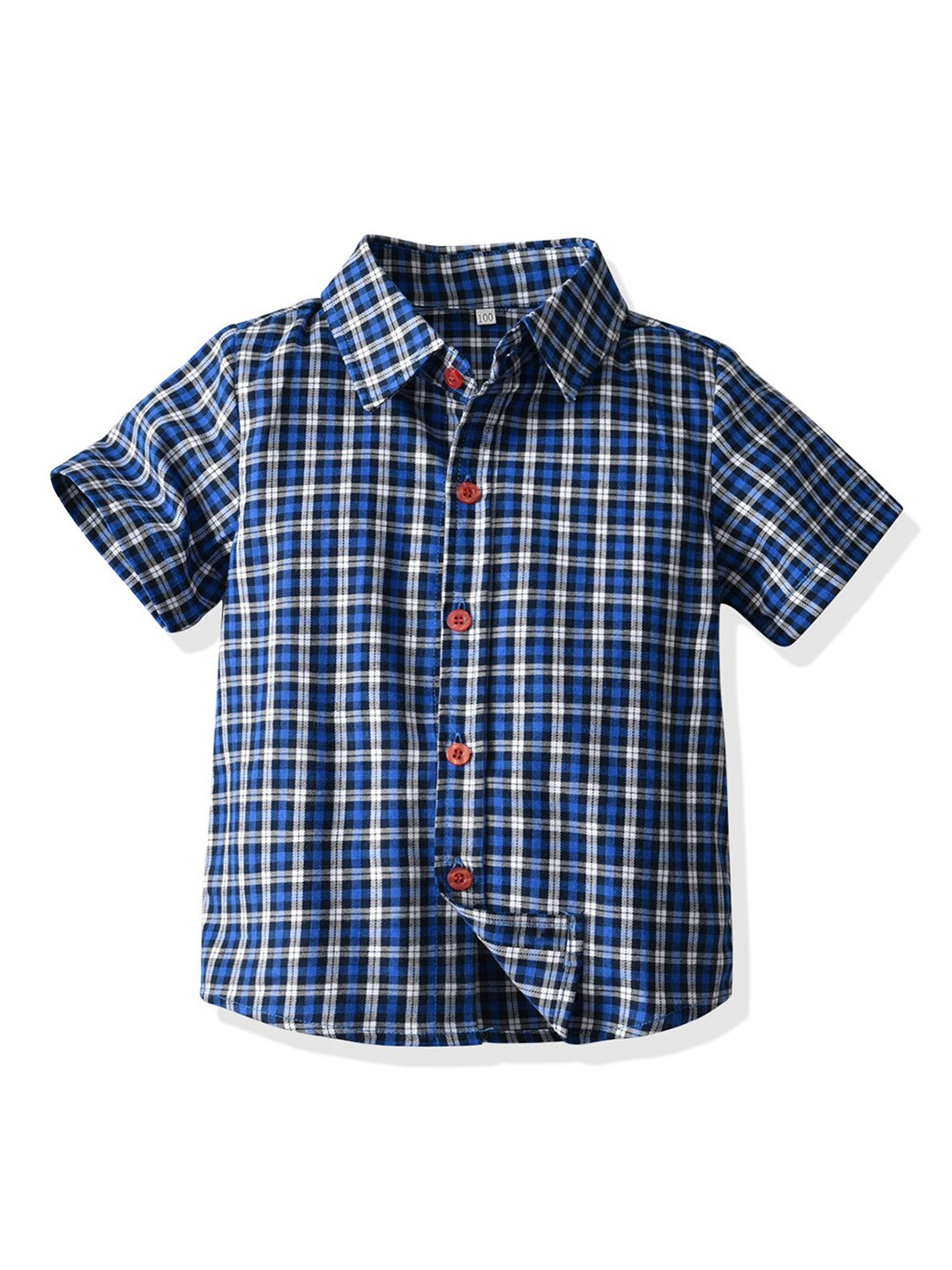 

INCLUD Boys Classic Spread Collar Short Sleeves Checked Casual Cotton Shirt, Blue