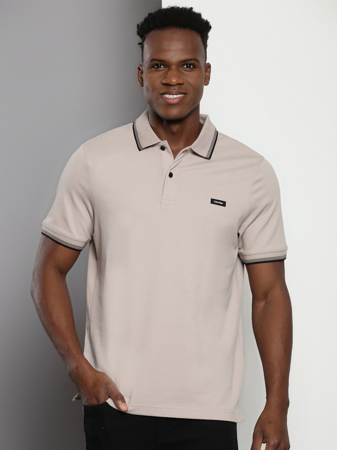 

Calvin Klein Polo Collar Casual T-shirt, Beige