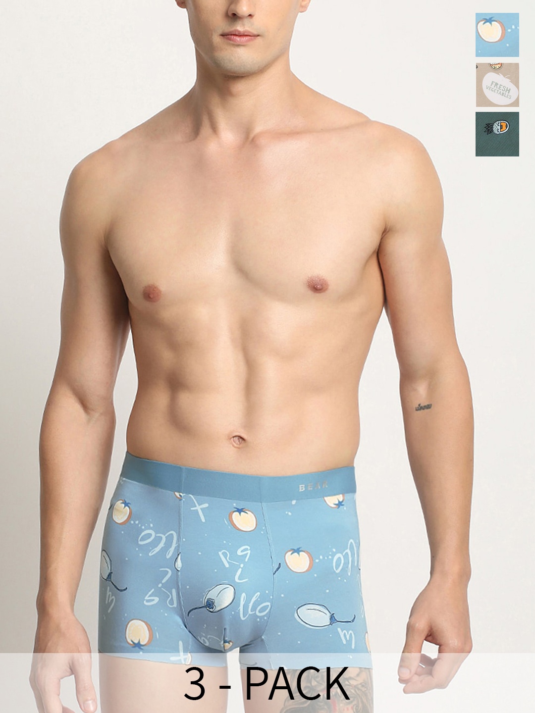 

THE BEAR HOUSE Pack Of 3 Assorted Printed Trunks BRI-ISACA-P3
