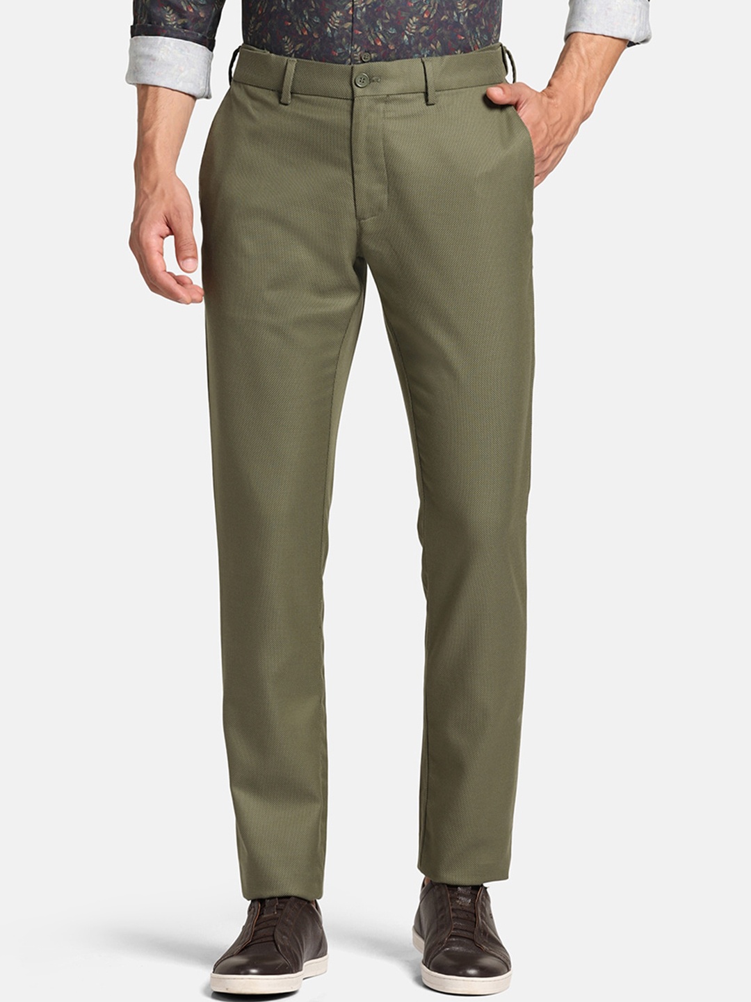 

Blackberrys Men Mid-Rise Slim Fit Trouser, Olive