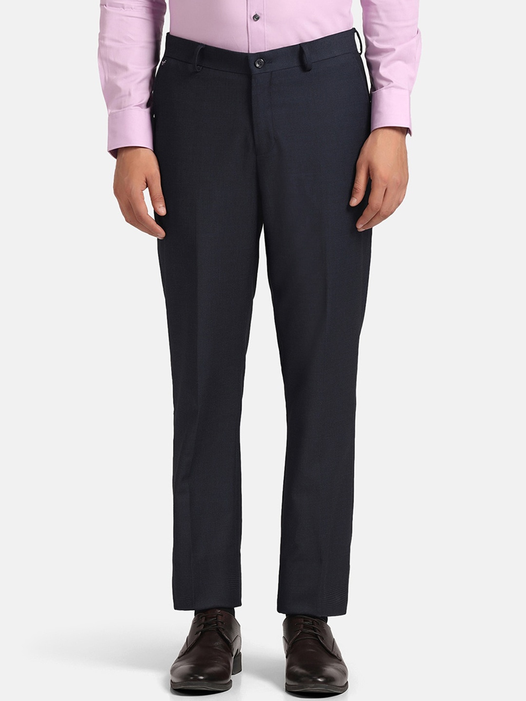

Blackberrys Men Mid-Rise Flat-Front Formal Trouser, Blue