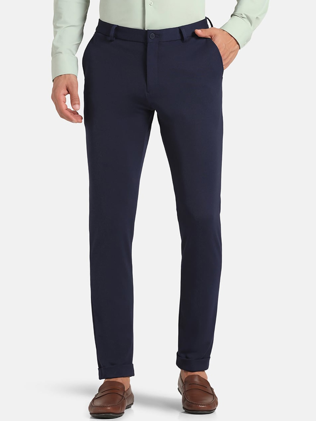 

Blackberrys TechPro Men Navy Textured Formal Trouser, Navy blue