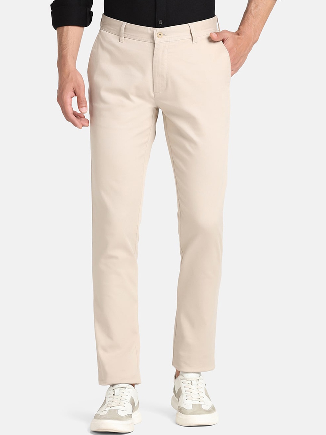 

Blackberrys Men Mid Rise Skinny Fit Cotton Trousers, Beige