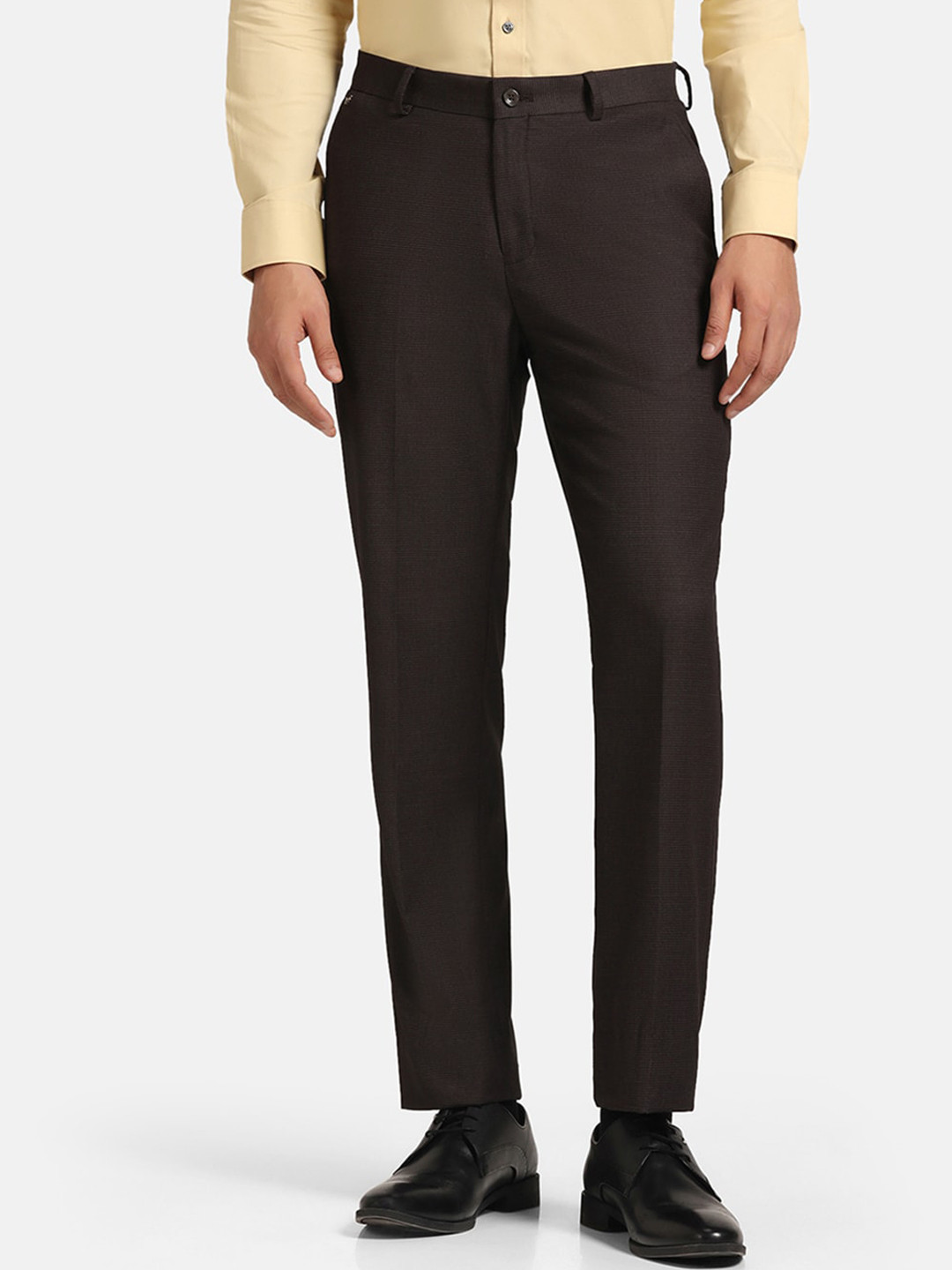 

Blackberrys Men Mid Rise Formal Trousers, Brown