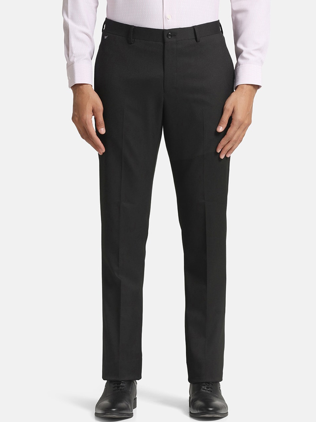 

Blackberrys Men Mid-Rise Slim Fit Formal Trouser, Black