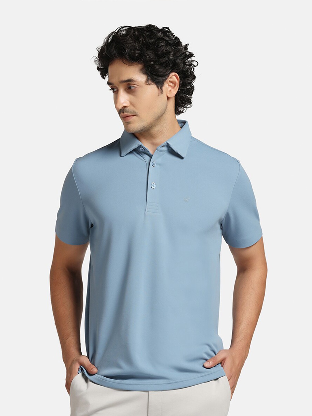 

Blackberrys Men Blue Solid TechPro Polo Tshirts