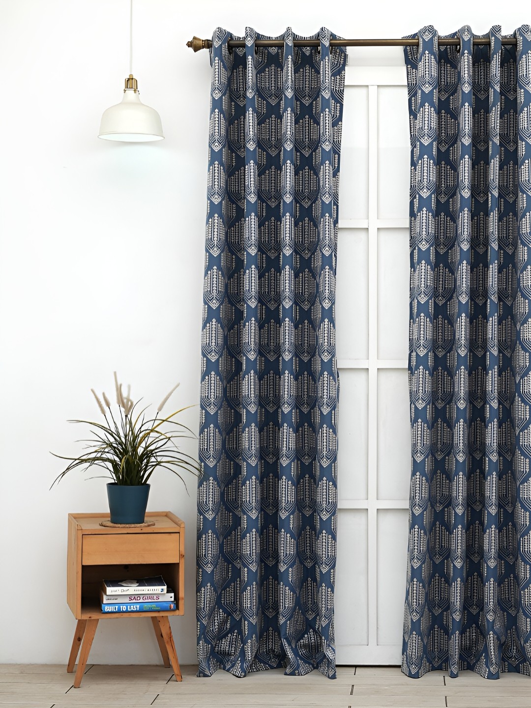 

Ariana Blue & White Ethnic Motifs Room Darkening Window Curtain