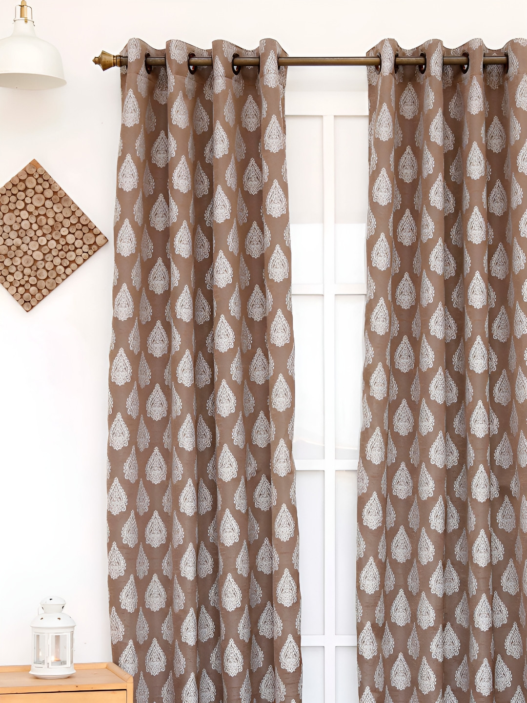 

Ariana Brown & White Ethnic Motifs Black Out Window Curtain