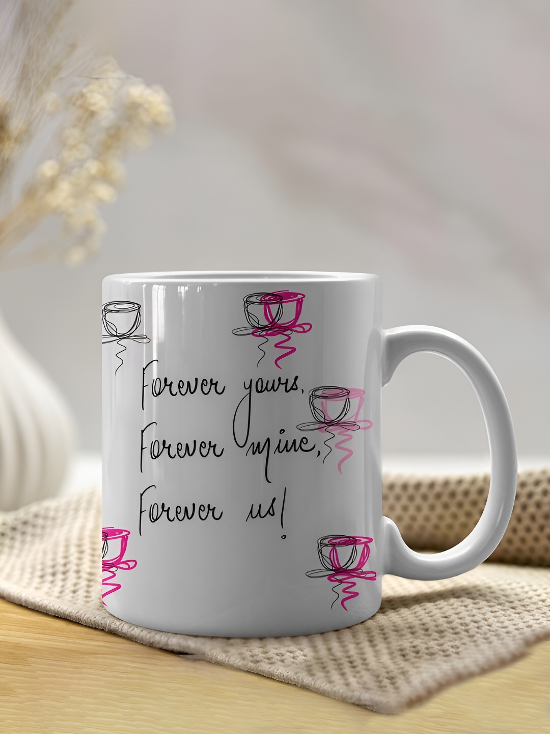 

nestroots White & Black Printed Stoneware Glossy Mug 325 ml
