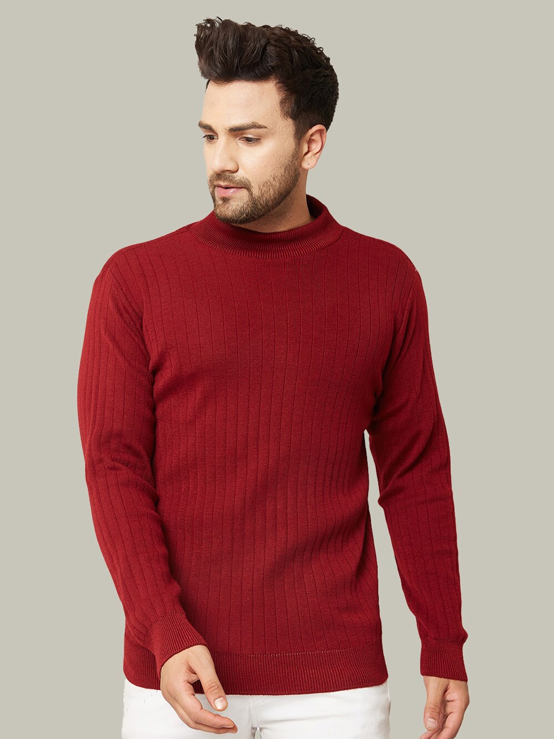 

KVETOO Turtle Neck Long Sleeves Pullover, Maroon