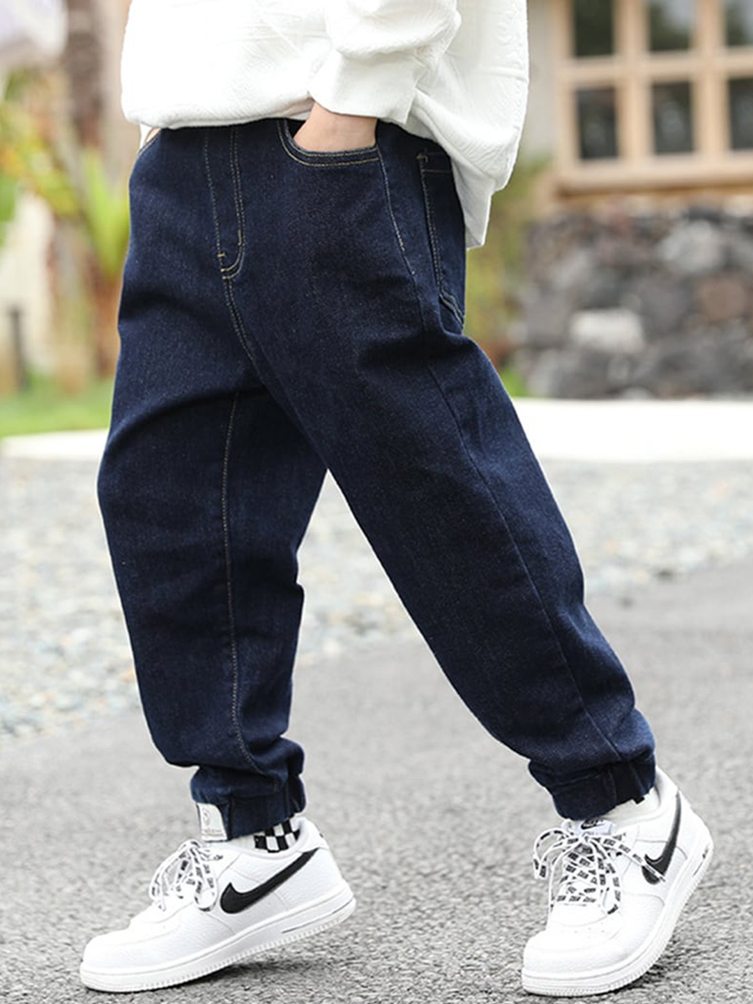 

INCLUD Boys Clean Look Pure Cotton Denim Jogger, Blue