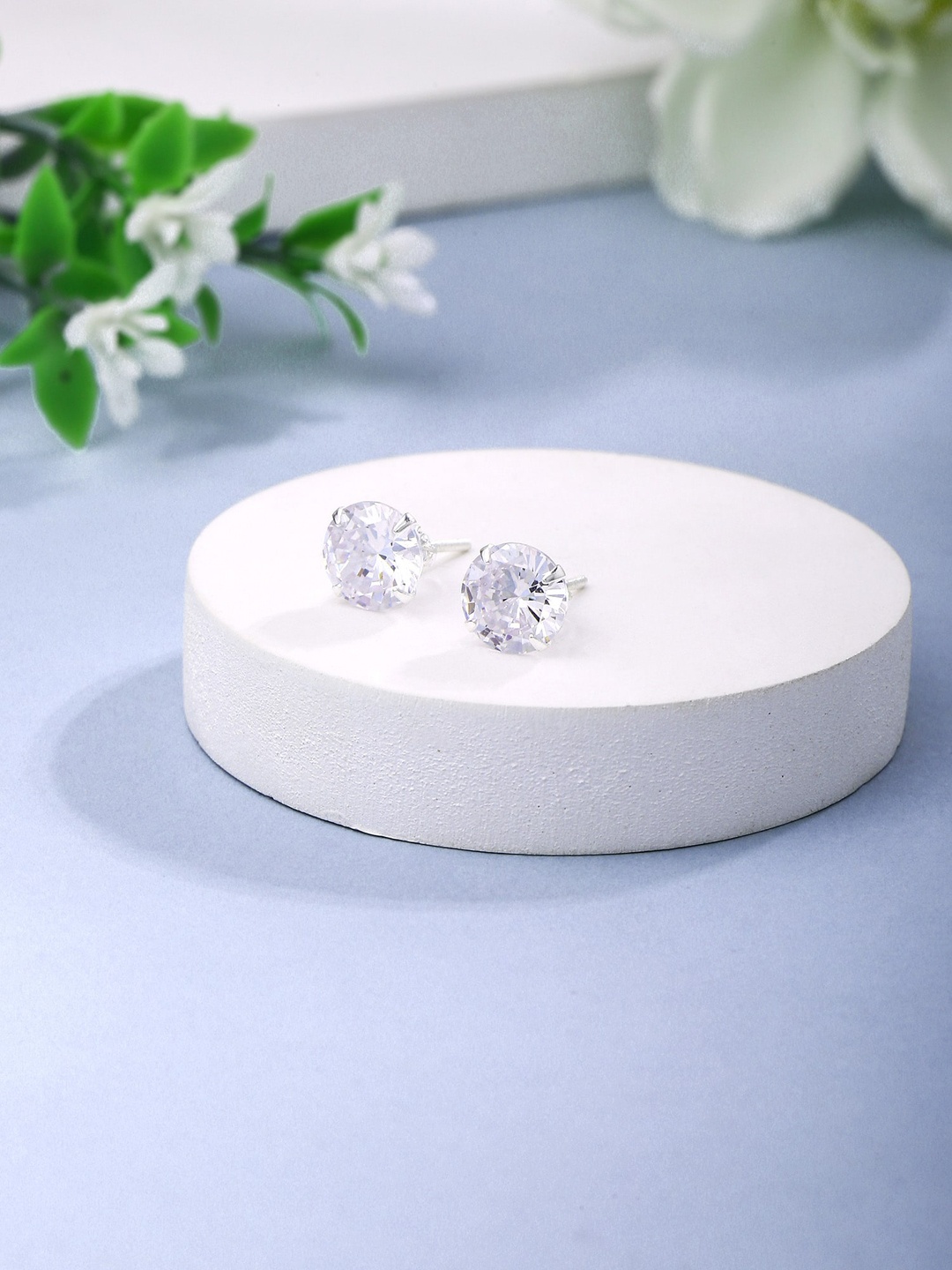

Yellow Chimes 925 Sterling Silver Stone Studded Studs Earrings