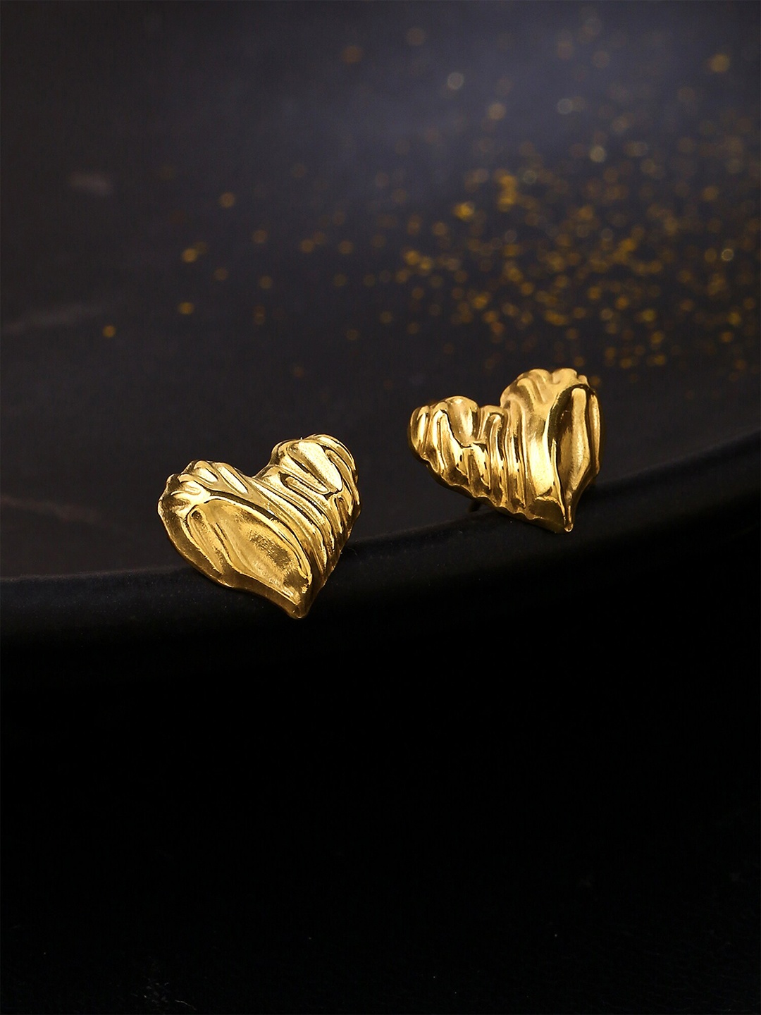 

Yellow Chimes Stainless Steel Gold-Plated Heart Shaped Stud Earrings