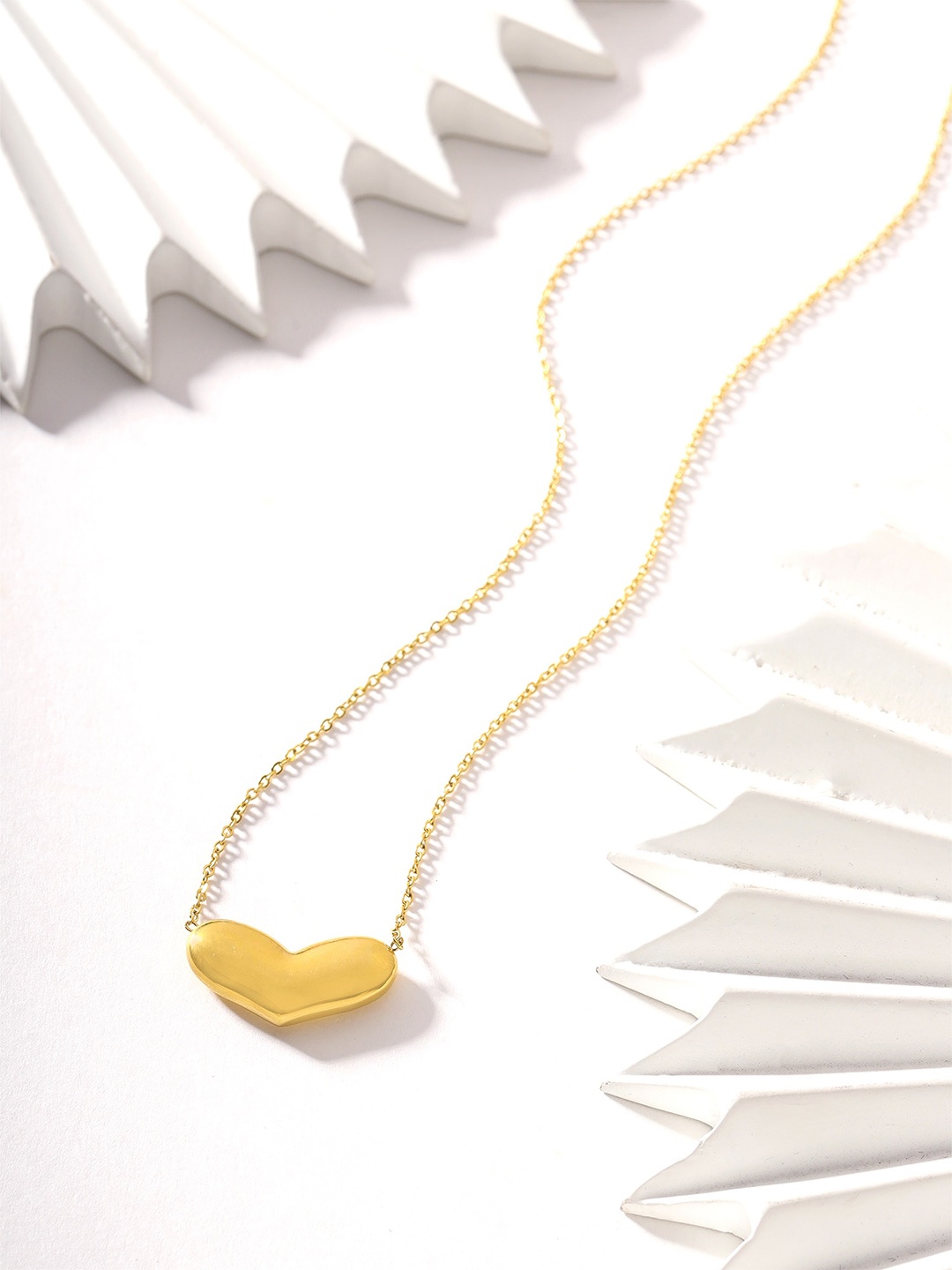 

Yellow Chimes Stainless Steel Gold Plated Heart Shaped Pendant With Chain