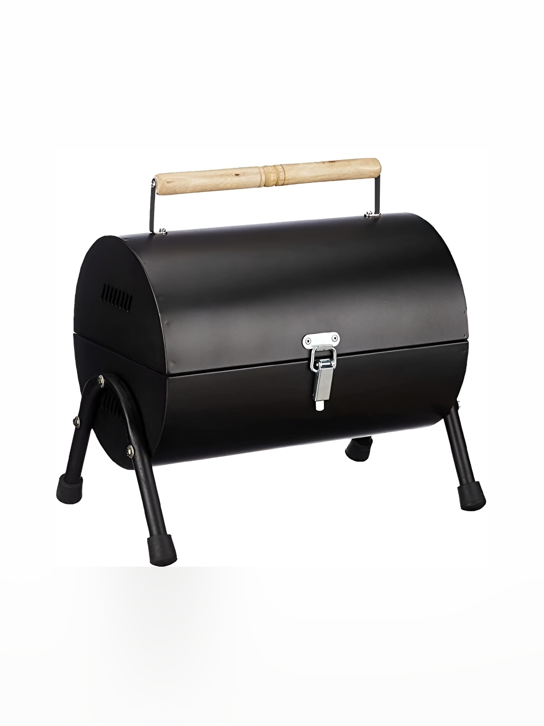 

WELLBERG Drum Charcoal Barbeque Grill with Food Grade Skewers, Black