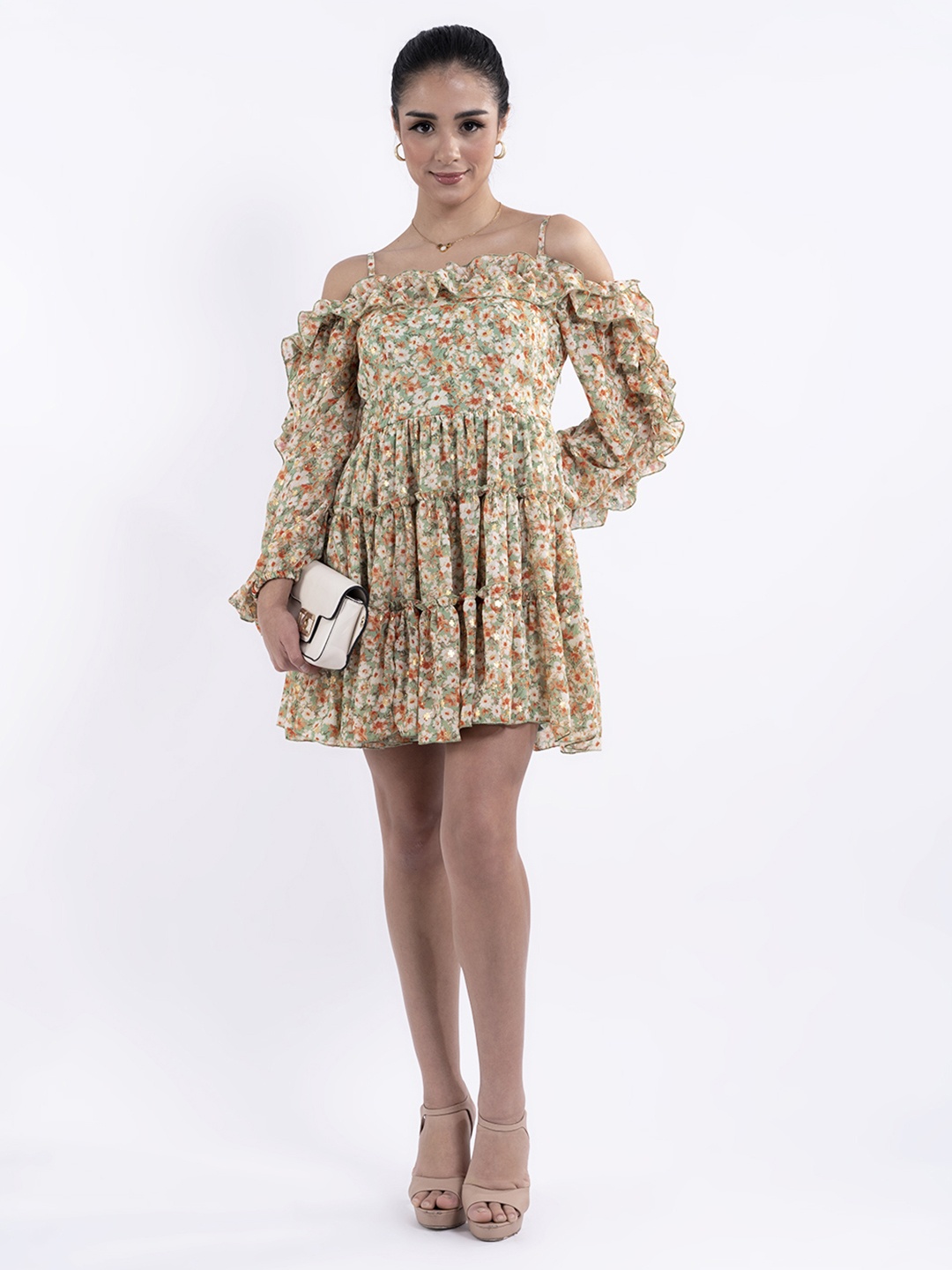 

Stylecast X Hersheinbox Floral Print Off-Shoulder A-Line Mini Dress, Green