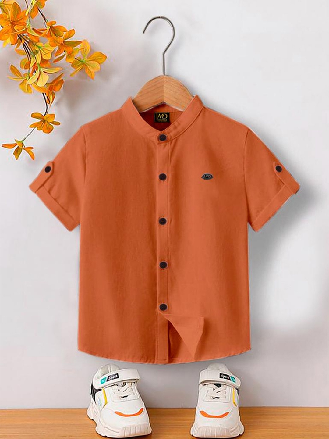 

BAESD Boys Premium Cotton Roll Up Sleeves Casual Shirt, Orange