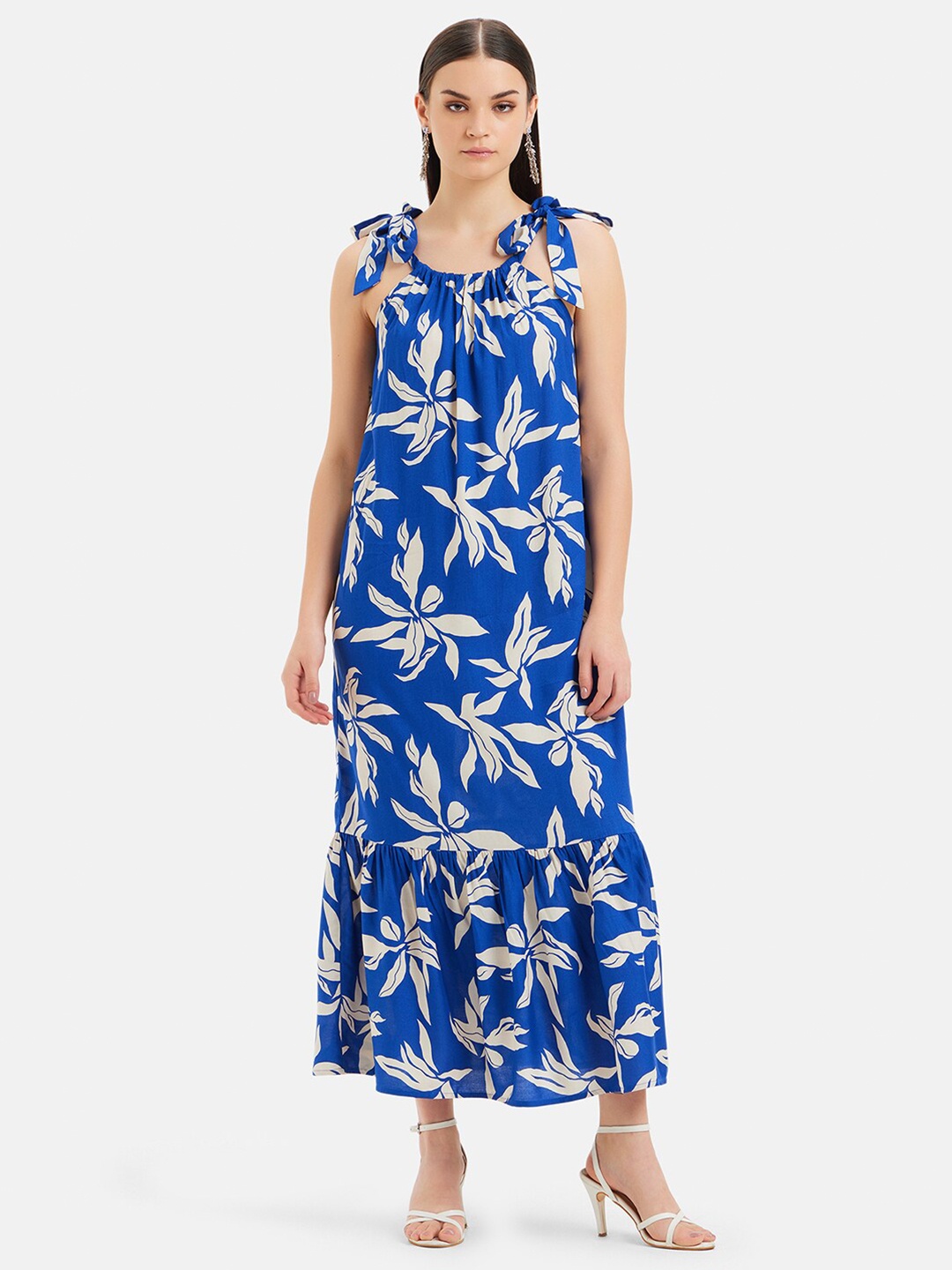 

Kazo Floral Printed Sleeveless Maxi Opaque Casual Dress, Blue