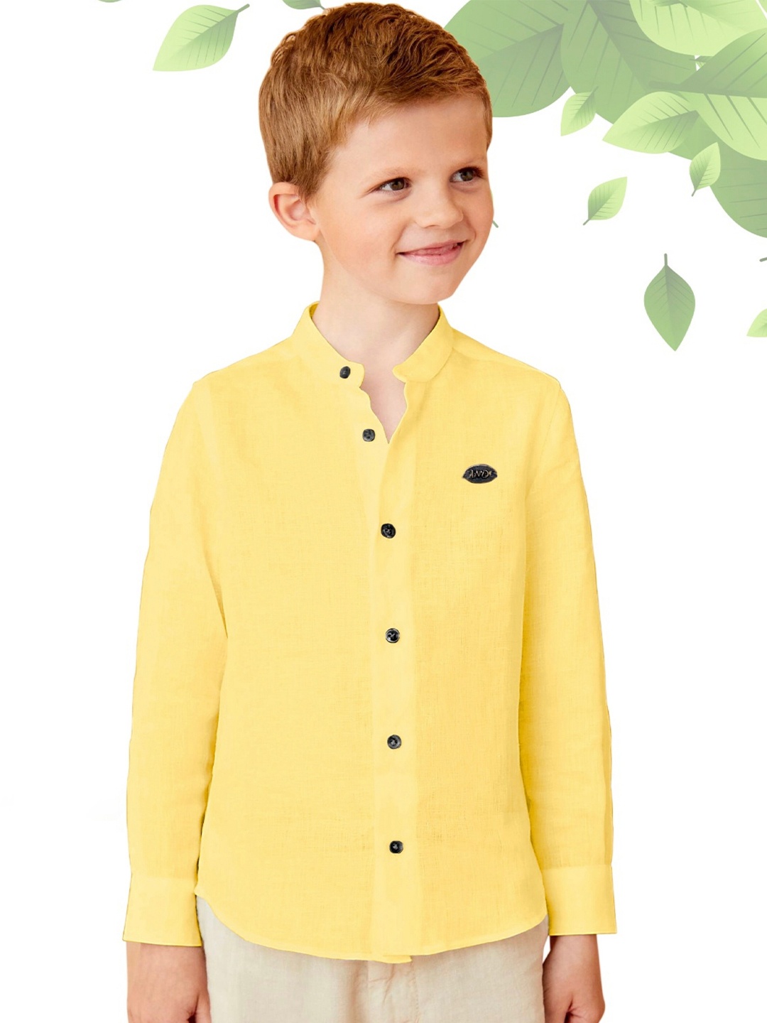 

BAESD Boys Original Slim Fit Opaque Cotton Formal Shirt, Yellow