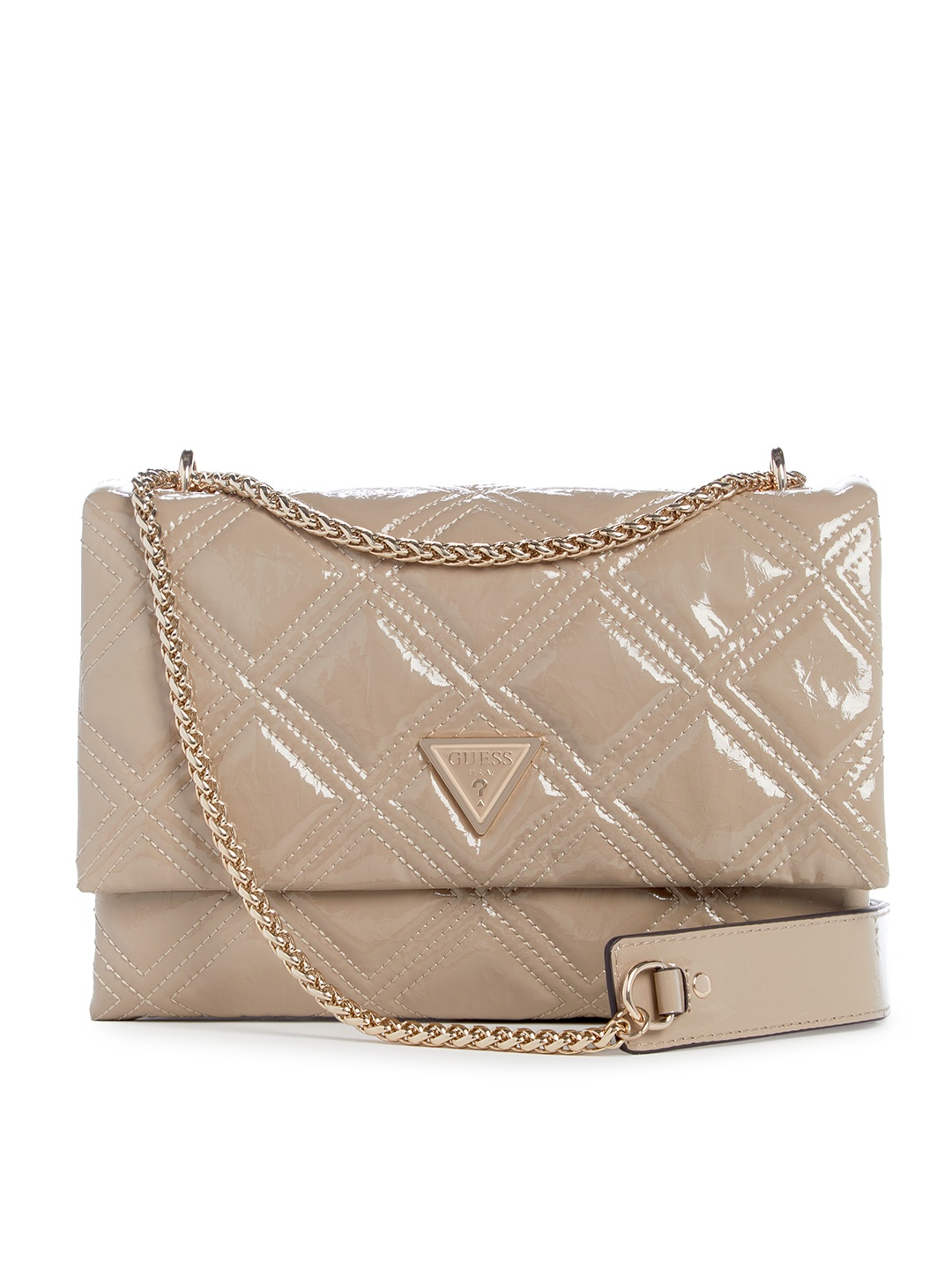 

GUESS Structured Sling Bag with Quilted Detail, Beige