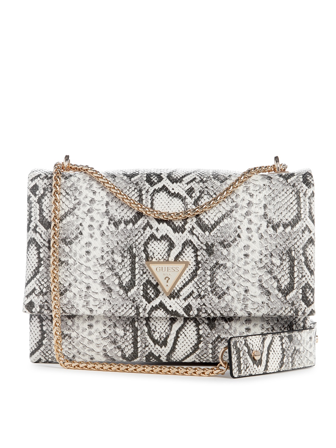 

GUESS Snakeskin Textured Structured Sling Bag, White