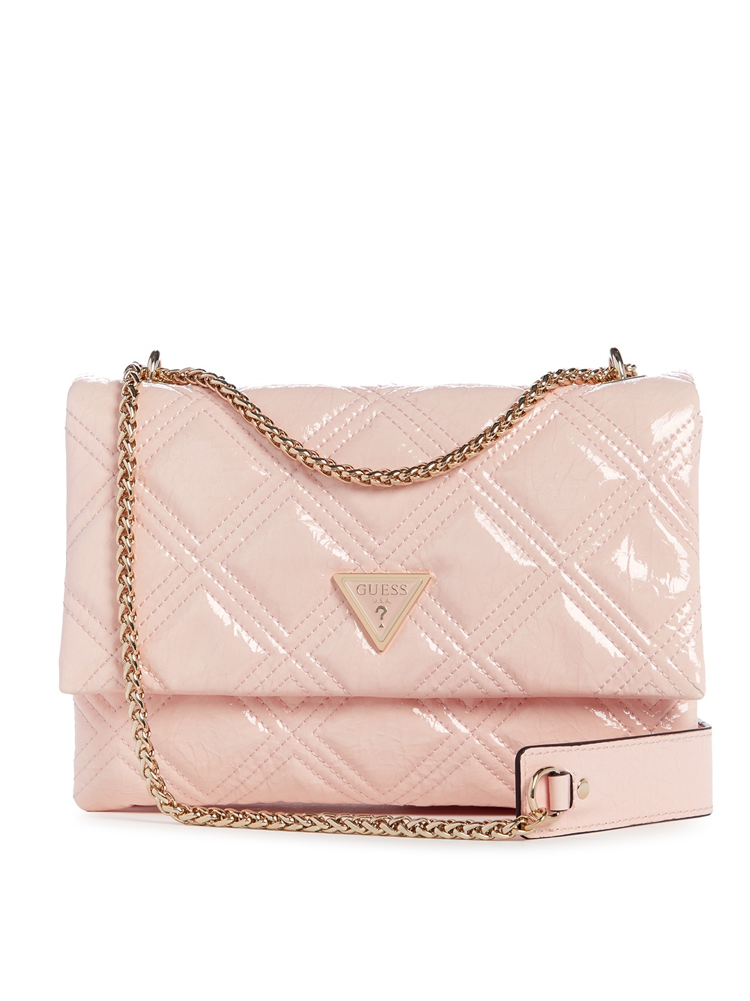 

GUESS Quilted PU Structured Sling Bag, Pink